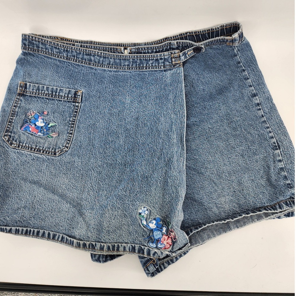 Disney Store Vintage Mickey Mouse Embroidered Denim Skort XL